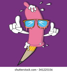 cartoon condom character