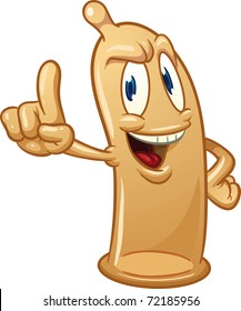 Cartoon condom. Vector illustration with simple gradients and no transparencies.