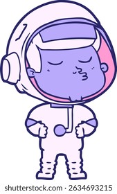 cartoon confident astronaut in bright neon colors