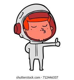 cartoon confident astronaut giving thumbs up sign