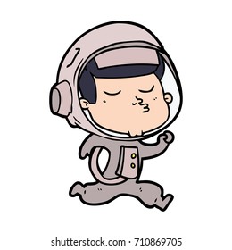 cartoon confident astronaut running