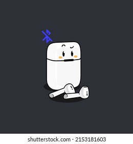 cartoon confused airpods no connection vector