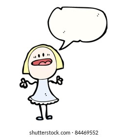 cartoon confused blond doodle girl