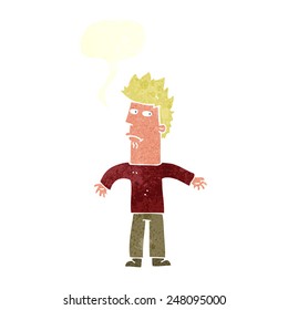 cartoon confused man with speech bubble