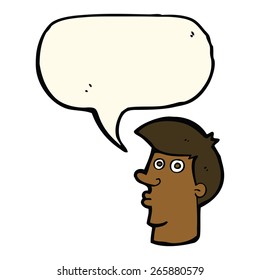 cartoon confused man with speech bubble