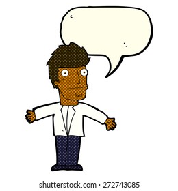 cartoon confused man with speech bubble