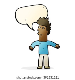 cartoon confused man with speech bubble
