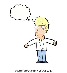 caricatura confunde al hombre con la burbuja del pensamiento
