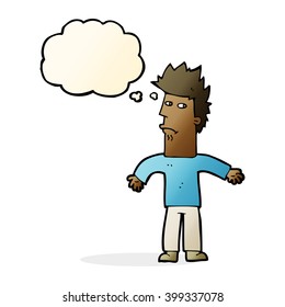 caricatura confunde al hombre con la burbuja del pensamiento