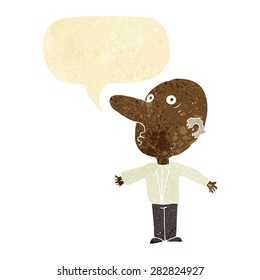 cartoon confused middle aged man with speech bubble