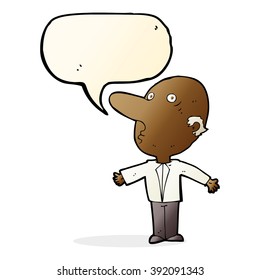 cartoon confused middle aged man with speech bubble