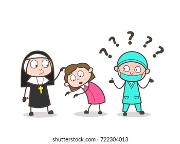 Cartoon Confused Surgeon Expression after See Traditional Culture Vector Concept
