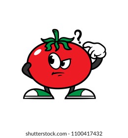 Cartoon Confused Tomato Character