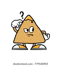 Cartoon Confused Tortilla Chip Character