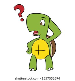 Cartoon Confused Tortoise Character Illustration