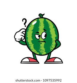 Cartoon Confused Watermelon Character