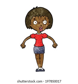 cartoon confused woman shrugging shoulders