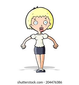 cartoon confused woman shrugging shoulders