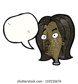 cartoon confused woman with speech bubble