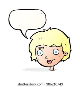 cartoon confused woman with speech bubble
