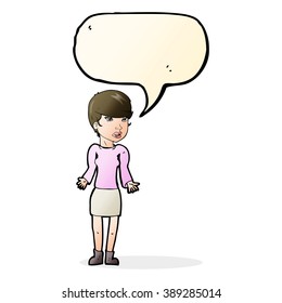 cartoon confused woman with speech bubble
