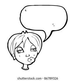 cartoon confused woman with speech bubble