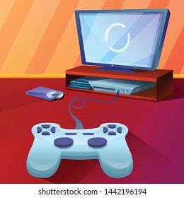 Cartoon console concept background. Illustration of cartoon console vector concept background for web design