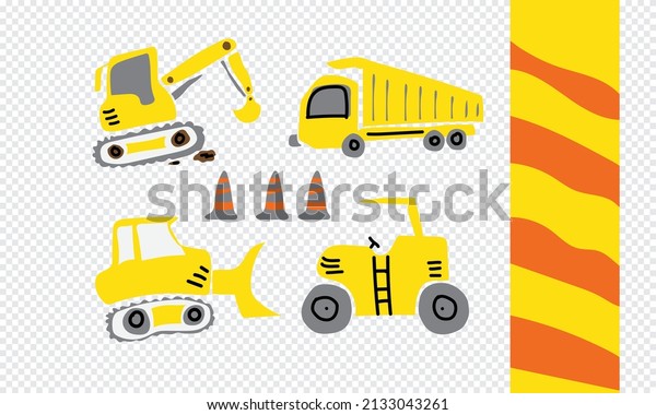 cartoon\
construction heavy transport \
illustration