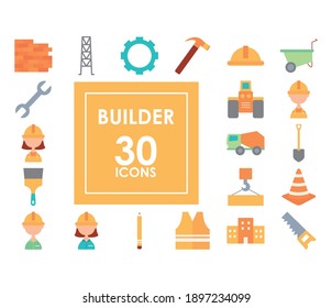 icono de construcción de dibujos animados sobre fondo blanco, estilo plano, ilustración vectorial