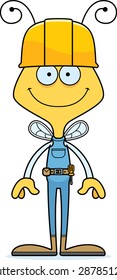 A cartoon construction worker bee smiling.