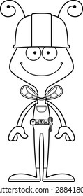A cartoon construction worker bee smiling.