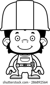 A cartoon construction worker chimpanzee smiling.