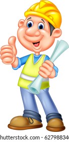 Cartoon Construction worker giving thumbs up