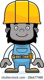 A cartoon construction worker gorilla smiling.