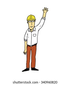 cartoon construction worker isolated on white background