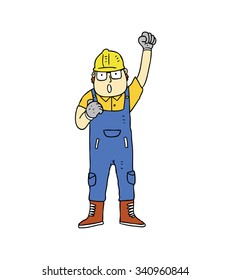 cartoon construction worker isolated on white background