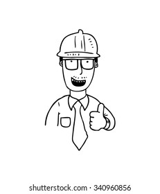 cartoon construction worker isolated on white background