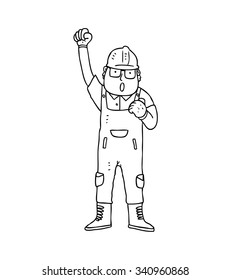 cartoon construction worker isolated on white background