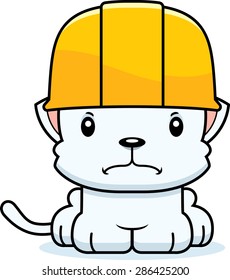 A cartoon construction worker kitten looking angry.