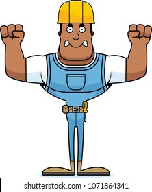 A cartoon construction worker looking angry.