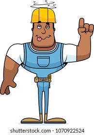 A cartoon construction worker looking drunk.