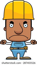 A cartoon construction worker man looking angry.