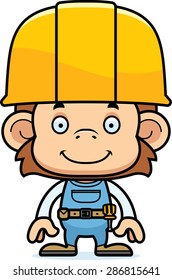 A cartoon construction worker monkey smiling.