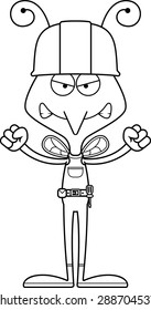 A cartoon construction worker mosquito looking angry.