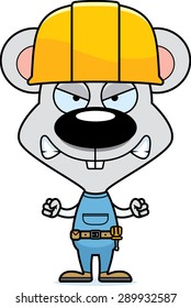 A cartoon construction worker mouse looking angry.