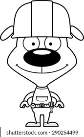 A cartoon construction worker puppy smiling.