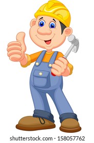 Cartoon Construction Worker Repairman