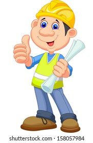 Cartoon Construction Worker Repairman