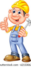 Cartoon Construction worker repairman