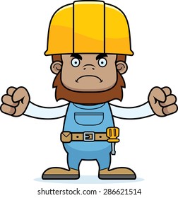 A cartoon construction worker sasquatch looking angry.